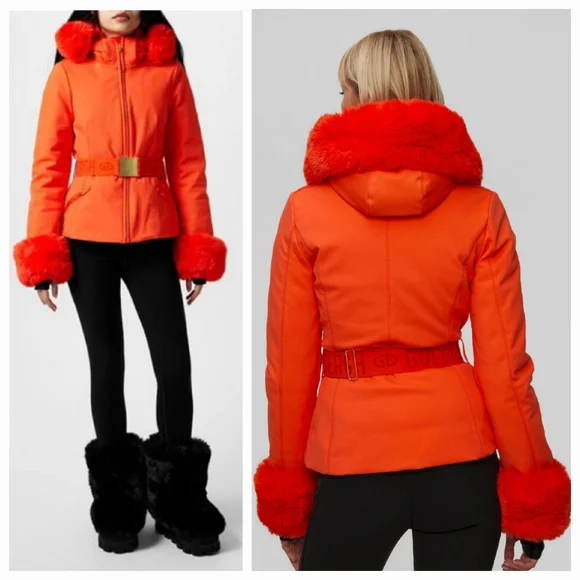 Goldbergh Giselle Ski Jacket Fur Cuffs Orange Goldbergh Giselle Belted Jacket - Picture 8 of 15